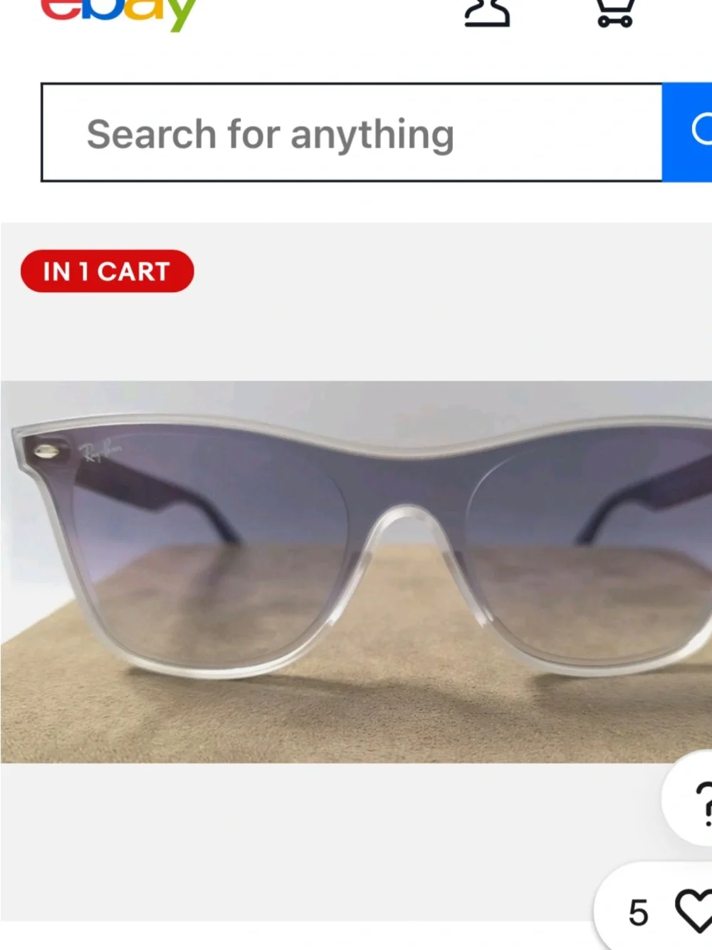 Ray-Ban Transparent Frame Sunglasses with blue Gradient Lenses
